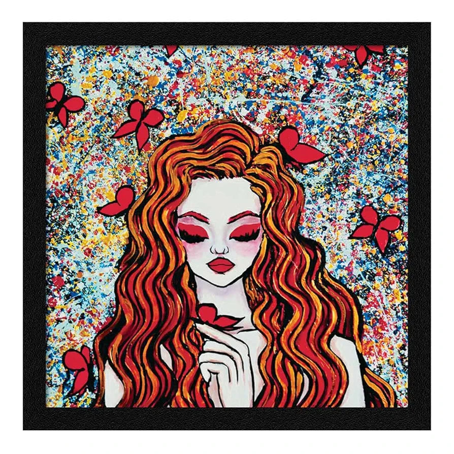 ArtX Paper Girl Wall Art Painting, Multicolor, Abstract, 13X13 in, Set of 1