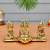 CraftVatika Laxmi Ganesh Saraswati Metal Murti Idol with Diya Showpiece Golden Pooja