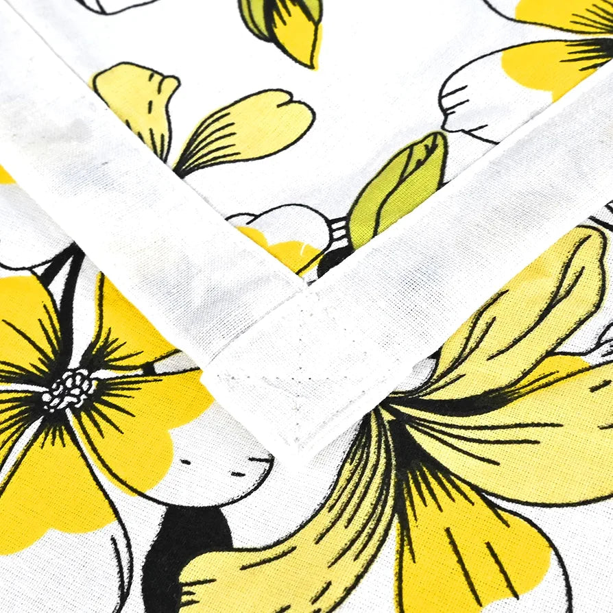 Divine Casa Floret 100% Cotton Double Dohar | 120 GSM | Soft & Lightweight Throw Blanket | Reversible Design | Cozy & Breathable Bedding | All-Season Comfort | 220 x 205 CM, Daffodil Yellow