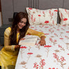 Urban Space Serene Cotton Bedsheet for Double Bed 2 Pillow Covers (Colour Orchid Blooms Pink)