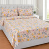 HomeKart Cotton 200 TC Proper King Size Bedsheet for Double Bed King Breathable for Summer with 2 Large Size Pillow Covers Without Joint Peach Yellow Flowers