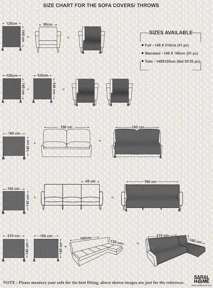 Saral Home Soft Cotton Tufted 2 Seater Sofa Cover Throw 