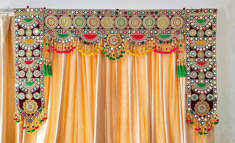 Traditional Multi Zula Pearl Plastic Beads Handmade Door Hanging/Bandarwal/Toran for Door, Traditional Bandarwal for Door, , Multicolour, Medium-3 Pieces in ONE Set