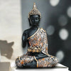 Neelaya Meditating Buddha Tealight Holder Polyresin Statue 28 Cm Black Brown