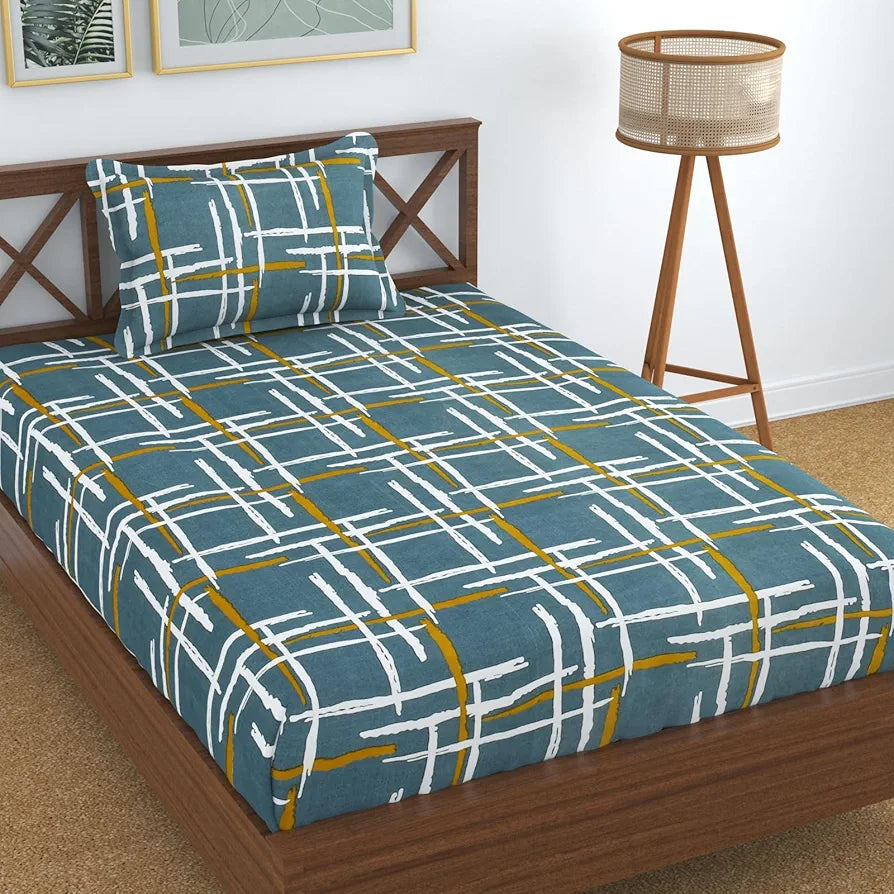 Homefab India 180 TC Microfiber Single BedSheet with 1 Pillow Cover - Green