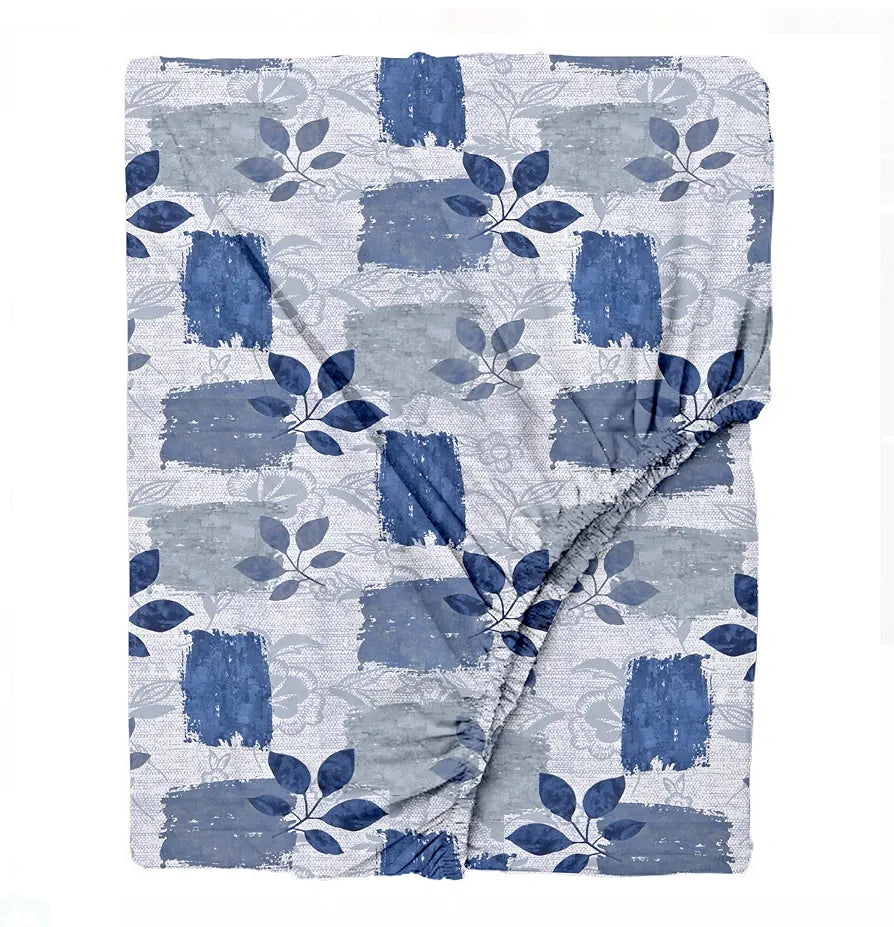 Trance Home Linen 100% Cotton 144Tc Elastic Fitted Bedsheet | Printed Single Bed Size Elasticated Fitted Bedspread with 1 Pillow Cover 
