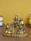 Ecraftindia Golden Metal Handcrafted Lord Shiva, Parvati, Kartik, and Ganesha Idol Sitting on Nandi Animal