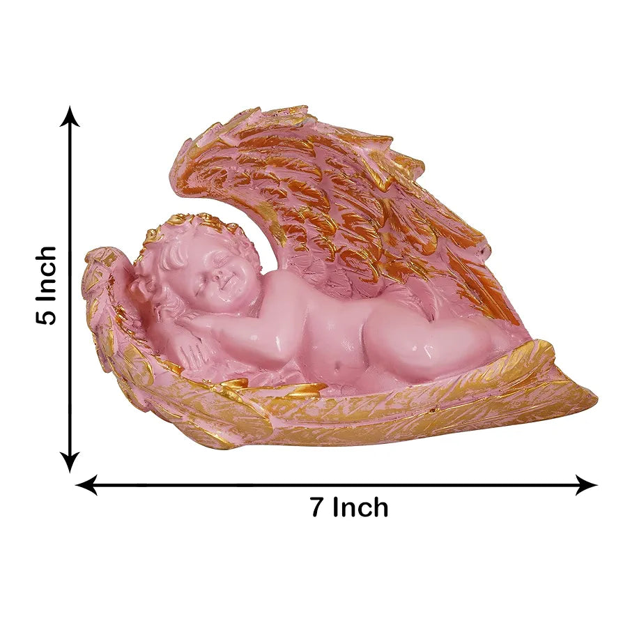 Zart Angel Girl Showpiece for Home Decor | Winged Fairy Statue for Shelves | Pink Home Decor Item 