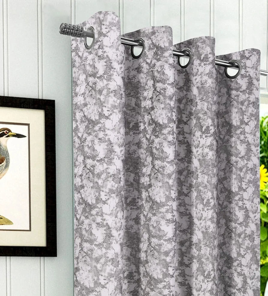 Cloth Fusion Velvet Long Grommet Door Opaque Curtain 9 Feet Set Of 2|Heavy Abstract Premium Curtains