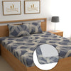 Dreamlet All Around Elastic Supersoft 210tc Premium Cotton Elastic Fitted Bedsheets With 2 King Size Pillow Covers | Denim Blue