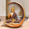 Neelaya Antique Meditating Moon Buddha Showpiece Polyresin Statue Multicolour