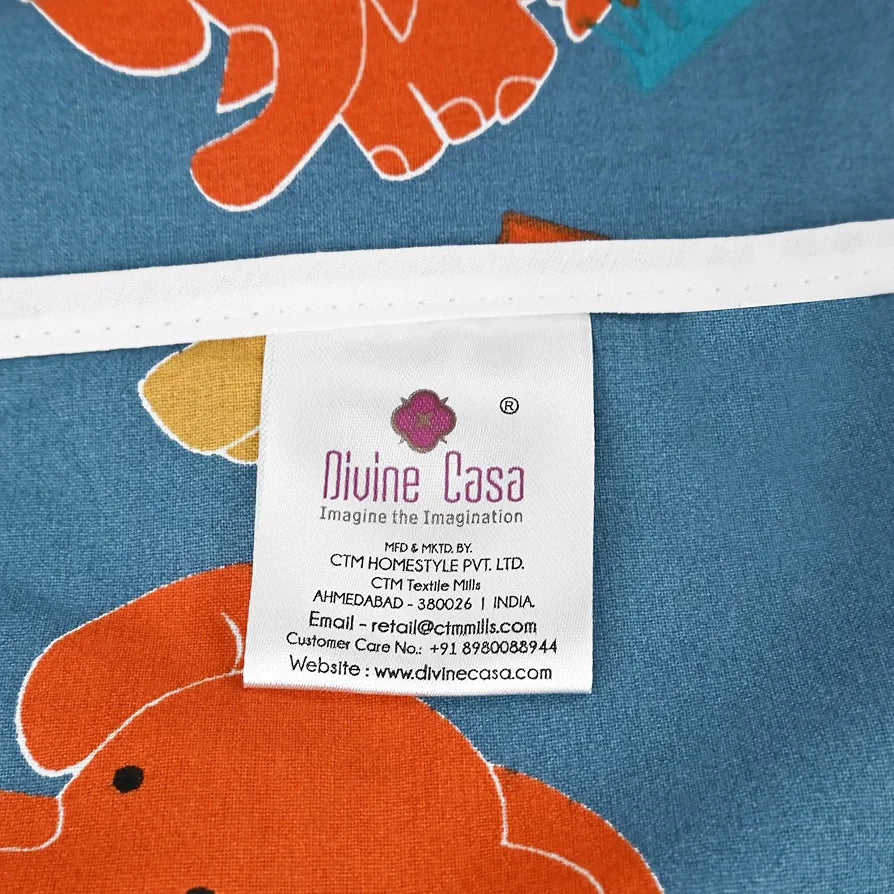 Divine Casa Pure Cotton Printed Single Dohar for Newborn Baby | 120 GSM | Soft & Lightweight Throw Blanket | Cozy & Breathable Bedding | All-Season Comfort | 0-4 Years | 135 x 100 CM, Iris Deep