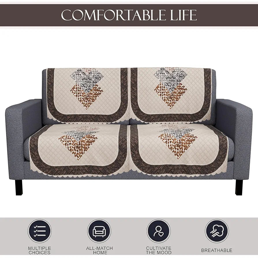 Kuber Industries Set of 6 Durable 2+1 Seater Sofa Covers for Living Room | SOFE ke Cover for Protection & Comfort for Home Furniture | Stone Ultra Sonic BMW - Cream Brown