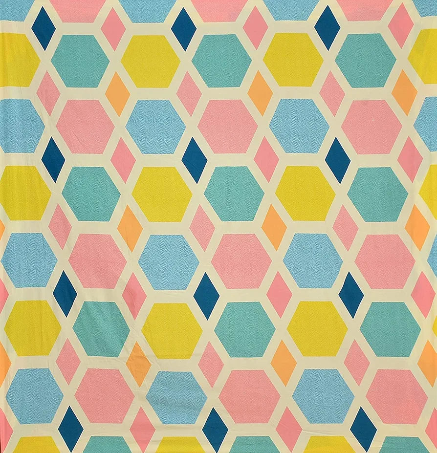 THE HOME STYLE Cotton Feel Glace Elastic Fitted Printed Double Bed King Size Bedsheet With 2 Pillow Cover 