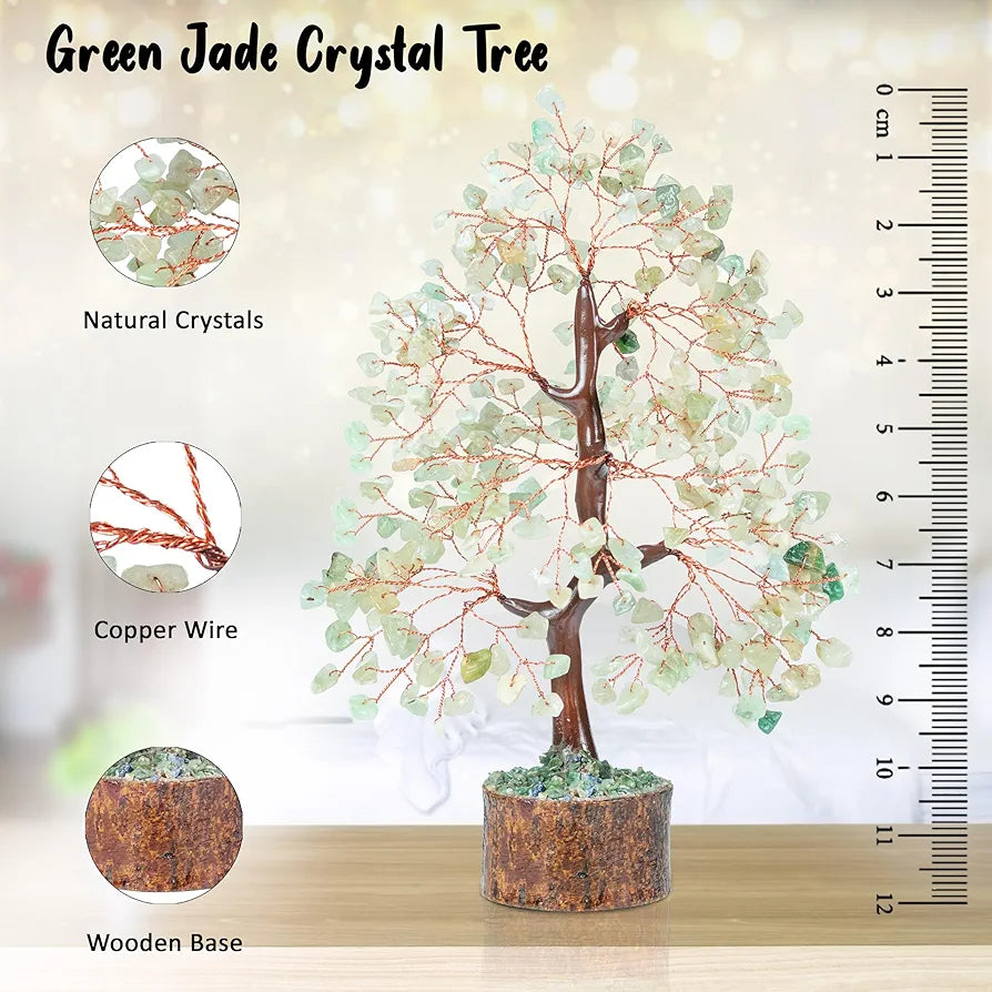 BEZAVO Green Jade Crystal Tree | Feng Shui Tree for Prosperity & Success | Home & Office Decor for Positive Energy | Thoughtful Gift for Men & Women – Birthday & Anniversary 
