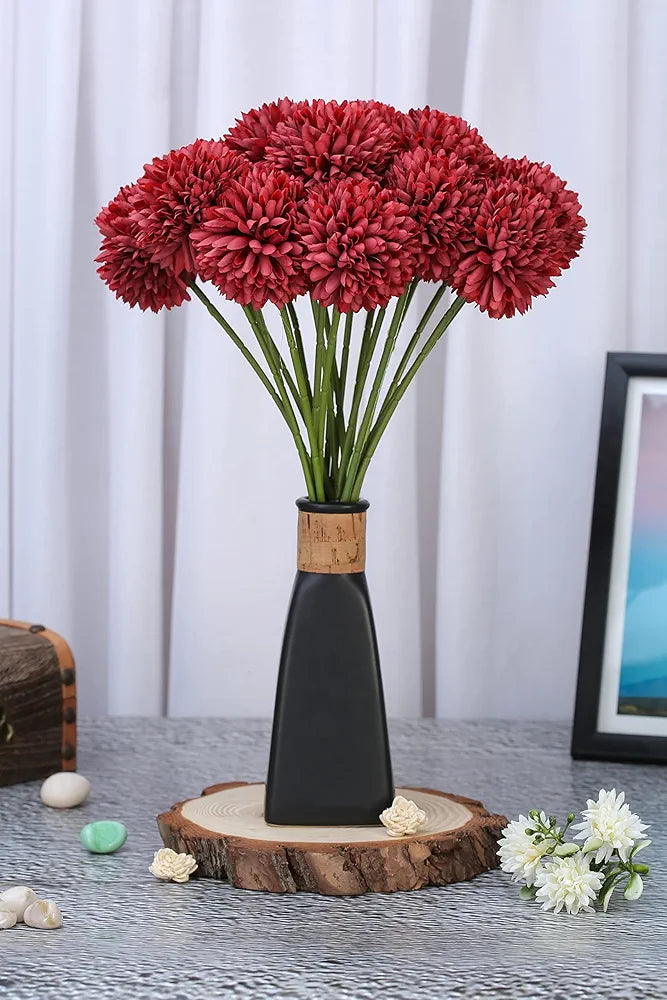 SATYAM KRAFT 5 Pcs Artificial Chrysanthemum Hydrangea Ball Flower Sticks for Home, Office, Bedroom, Balcony, Living Room, Wedding & Craft Decoration  