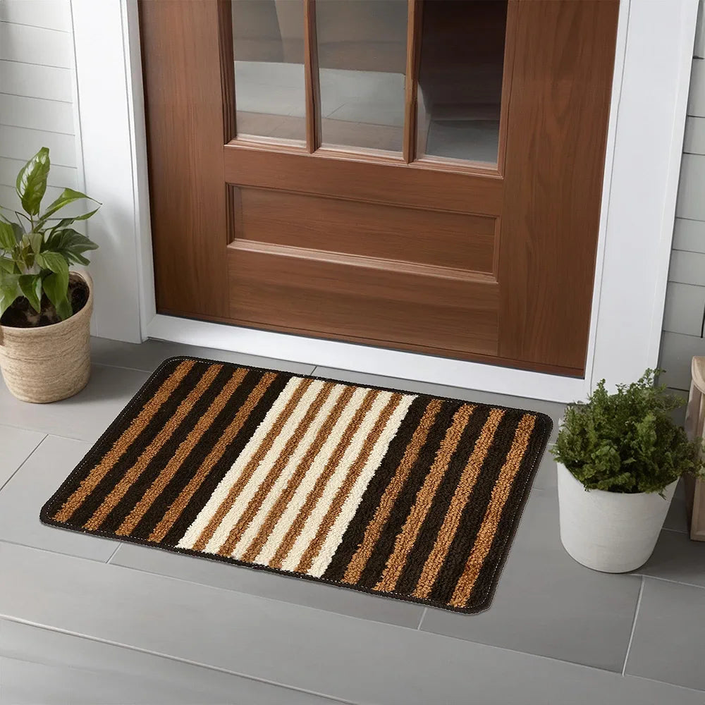 Kuber Industries 16x24 Inch Anti-Skid Water-Absorbent Door Mats for Home | Durable Main Entrance Footmats for Bathroom, Living Room & Office | Micro Pearl Lining - Brown