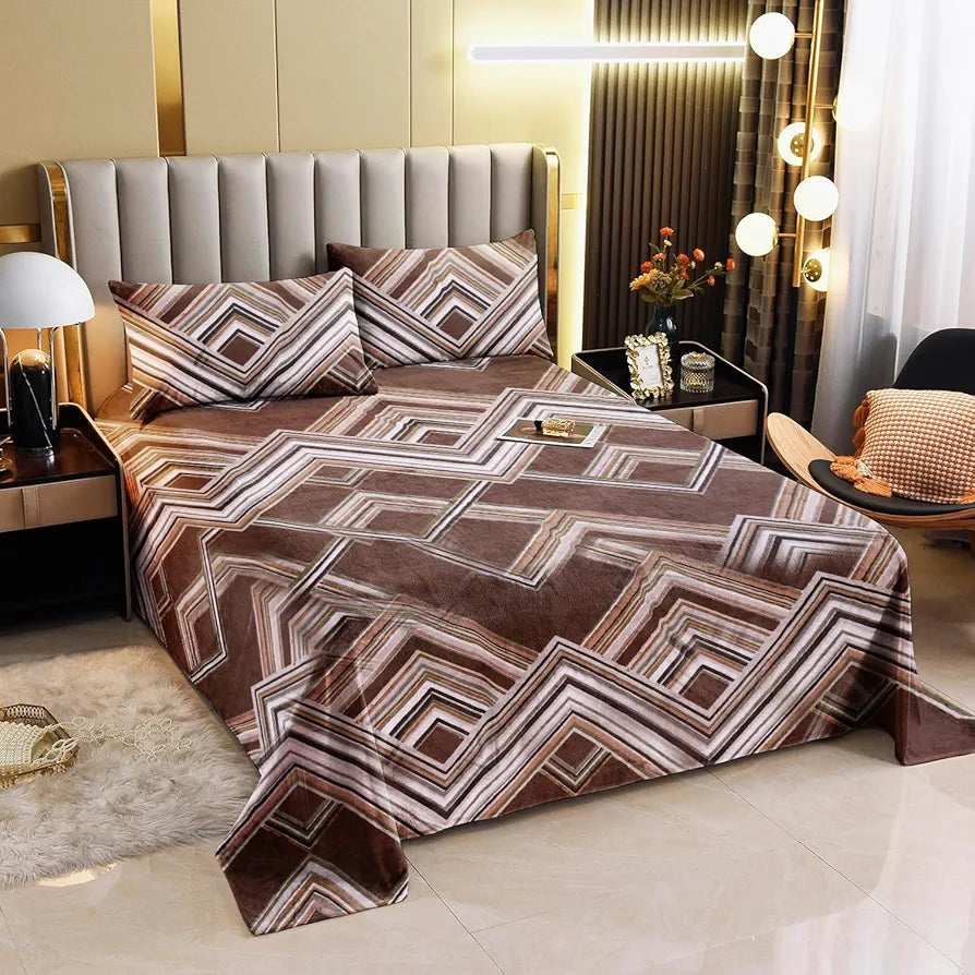 Cloth Fusion Warm Winter Bedsheet for Double Bed King Size with 2 Pillow Covers, Cozy Woolen Bedsheets for Double Bed 