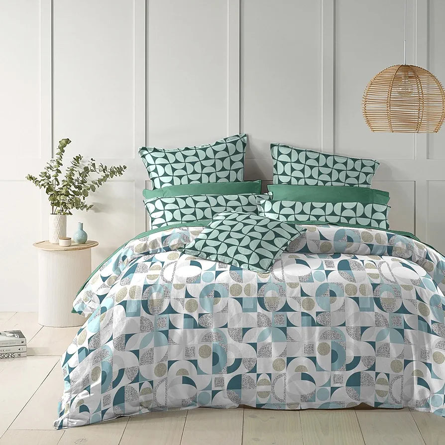 THE HOME STYLE Cotton Elastic Fitted All Around Printed King Size Double Bed Bedsheet wih 2 Pillow Cover 