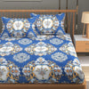 Homefab India 180 TC Microfiber Double BedSheet with 2 Pillow Covers White Blue Floral