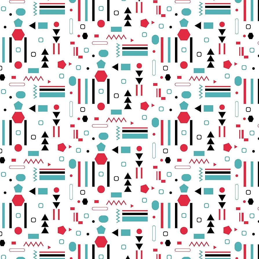 Divine Casa - 144 TC Super Soft Cotton Bedsheet for Double Bed  144 Thread Count - Abstract, Red, Teal & White| 222 x 254 cm