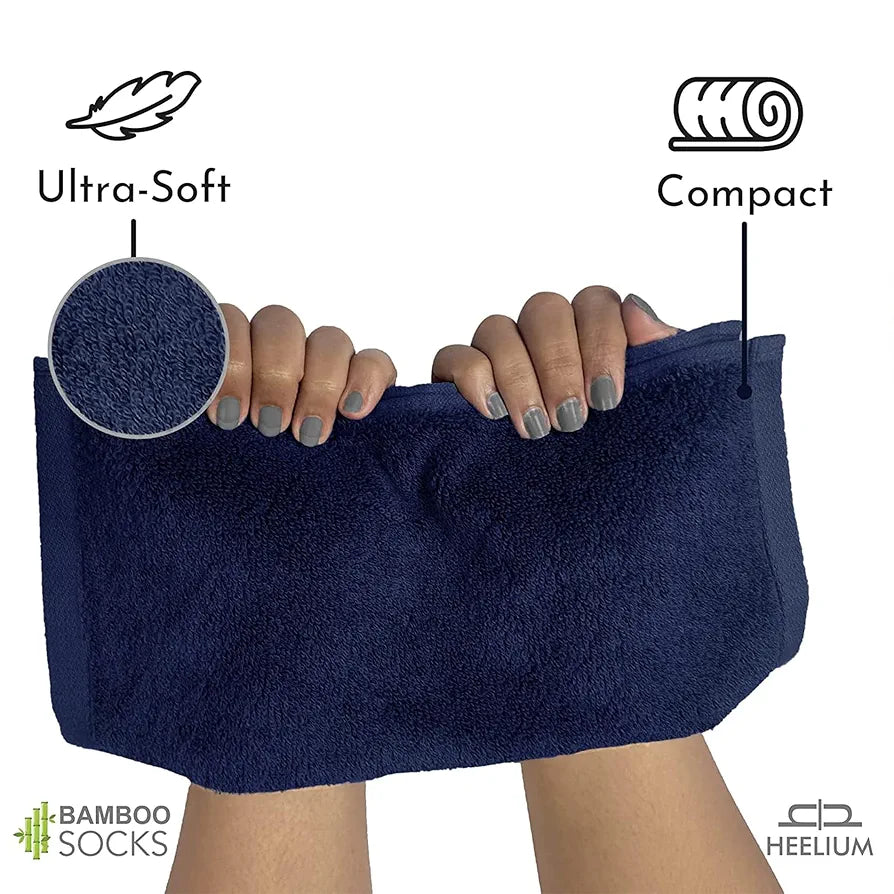 HEELIUM Bamboo Face Towel | Ultra Absorbent & Odour-Free | 3X Softer Than Cotton Towels | 30 x 30 cm - 600 GSM | Pack of 3 - Blue