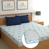Dreamlet All Around Elastic Supersoft 210TC Premium Cotton Elastic Fitted Bedsheets With 2 King Size Pillow Covers | Sky Blue