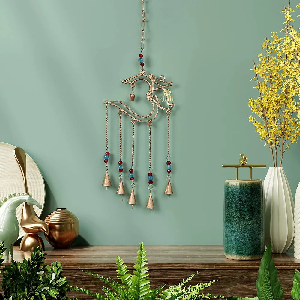 DULI Metal Windchime Wall Hanging, Feng Shui, Wall Art, Wall Decor, PositiveVibes, Rustic Wall Hangings, Wall Art, Diwali Decor, Home Decor Hanging Bells 