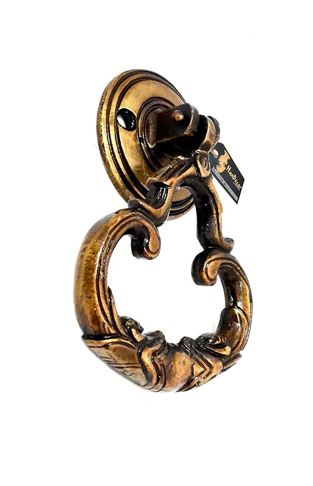 Two Moustaches Ethnic Indian Carved Brass Door Knocker