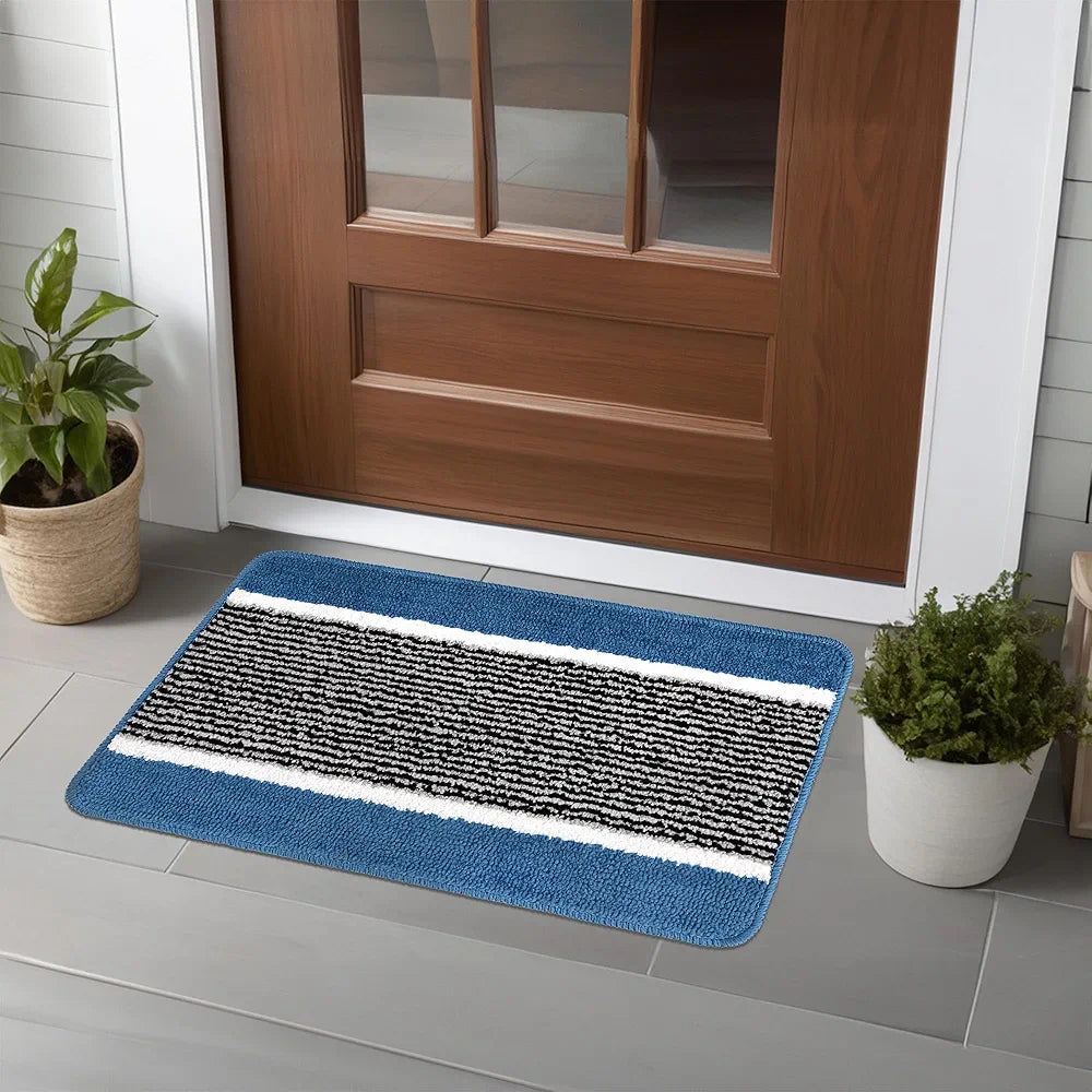 Kuber Industries 16x24 Inch Anti-Skid Water-Absorbent Door Mats for Home | Durable Main Entrance Footmats for Bathroom, Living Room & Office | Micro Wings Lining - Sky Blue