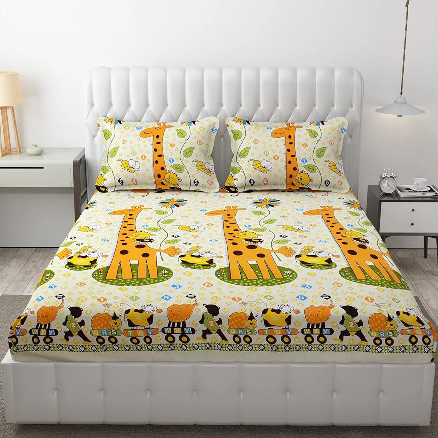 FRESH FROM LOOM King Bedsheet For Double Bed|Microfiber Floral Design Bed Spread|Hypo-Allergenic Bedsheets/Bedcover|Wrinkle Free|Includes 2 Pillow Covers,144 TC