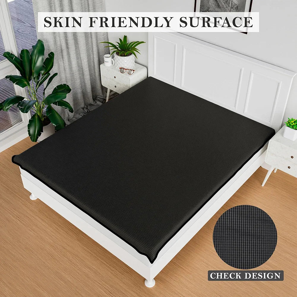 Kuber Industries PVC Mattress Protector 72x78 Inch Baby Bedsheet | Waterproof Double Bedsheet/Mattress Topper | Mini Check | Grey