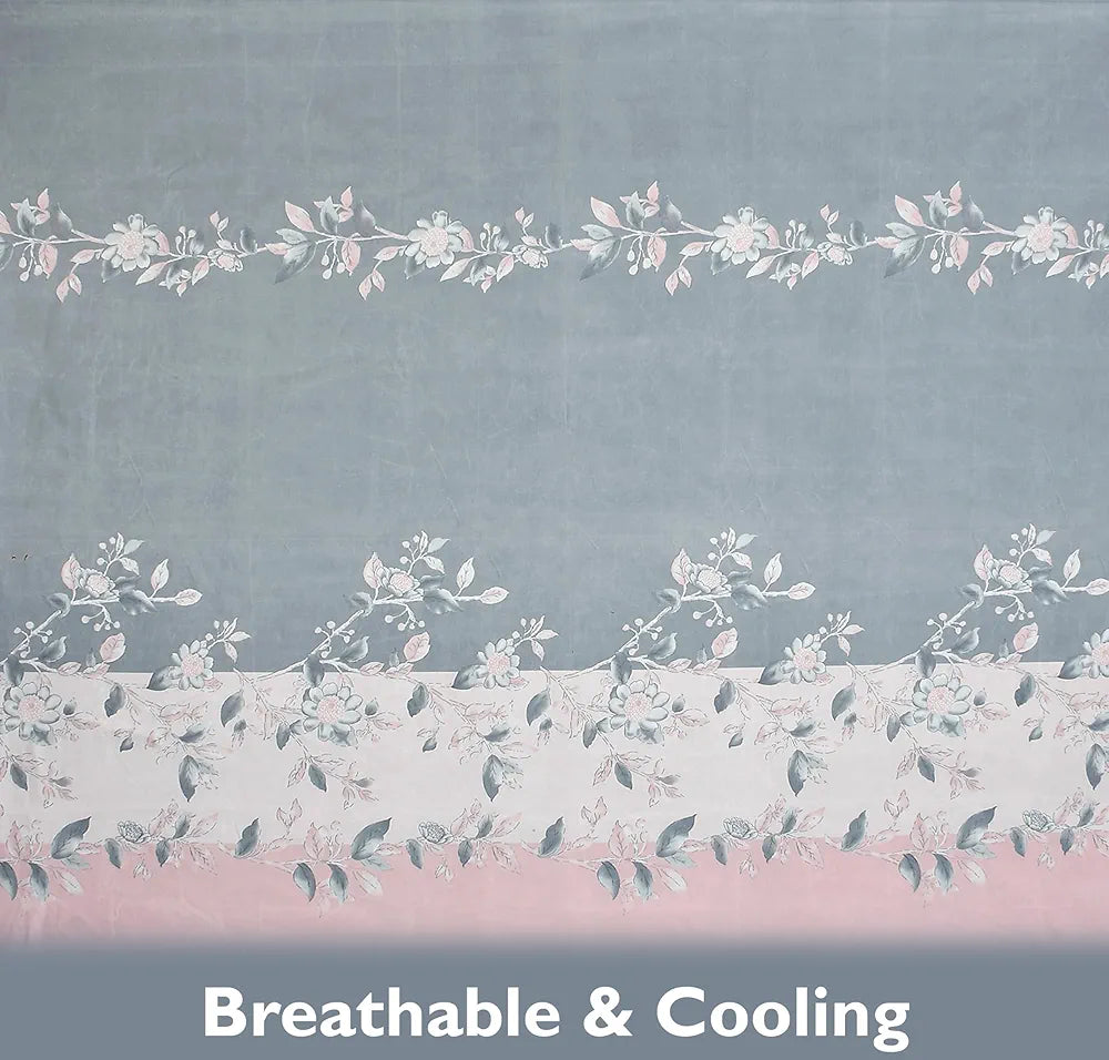 FRESH FROM LOOM King Size Floral Print Microfiber Fitted Bedsheet Set - 240 TC, Anti Fade, Includes 2 Pillow Cover | Grey, Walnut)