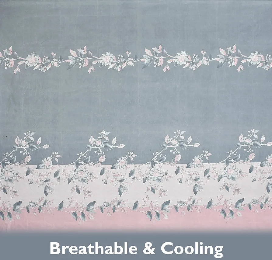 Fresh From Loom King Size Floral Print Microfiber Bedsheet Set - 240 TC, Anti Fade, Includes 2 Pillow Cover 