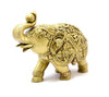 Two Moustaches Om and Swastika Carving Brass 7 Inches Elephant Showpiece
