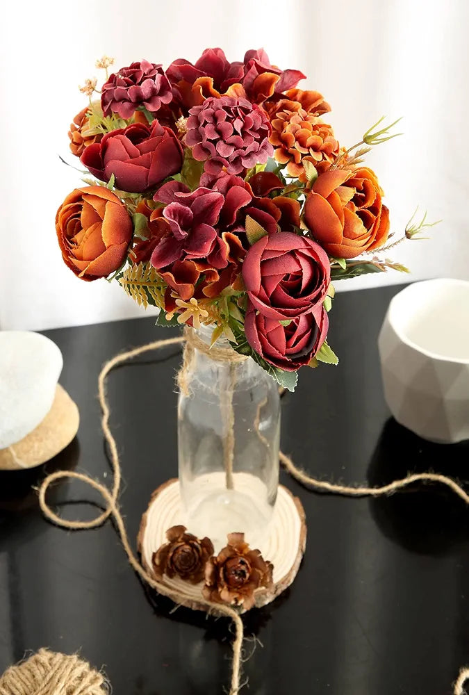 SATYAM KRAFT 1 Pcs Artificial Head Rose Peony Flower Stick for Home Decor, Anniversary, Living Room, Table, Bedroom, Office, Wedding, Pooja, Diwali Decoration 