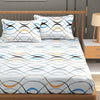 Homefab India 180 TC Microfiber Double BedSheet with 2 Pillow Covers White Waves