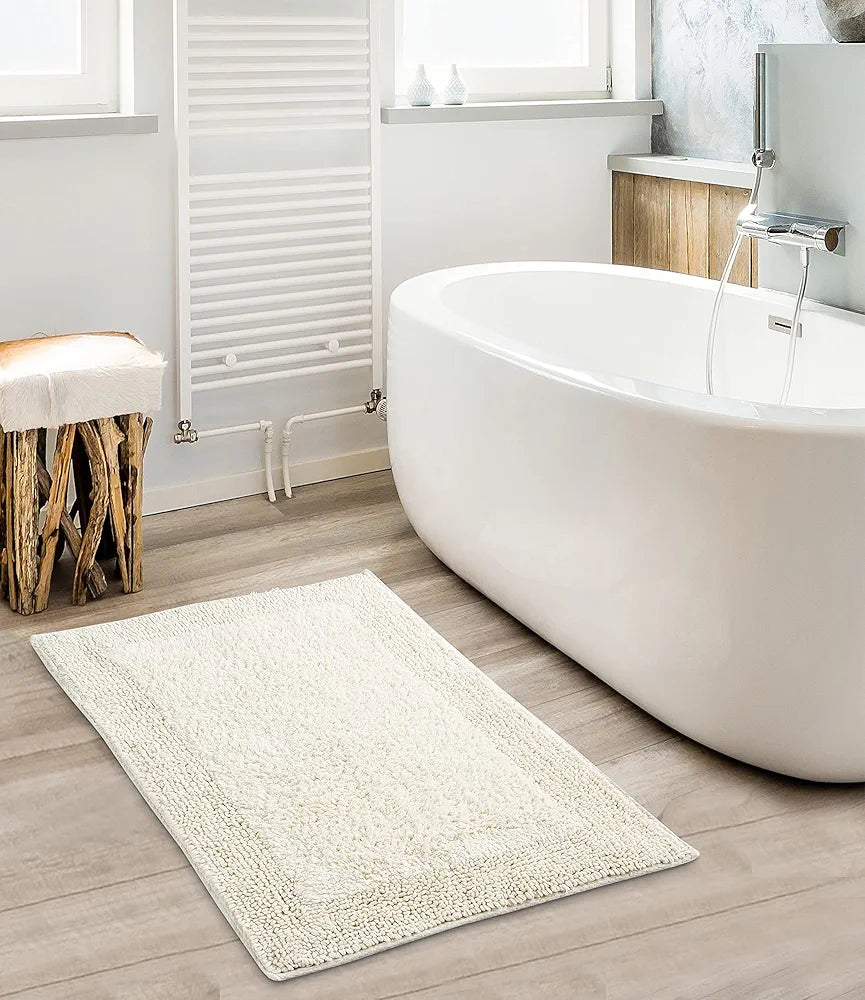 SASHAA WORLD Super Absorbant Cotton Reversible Bath Rectangular Mat Bathroom Rugs 