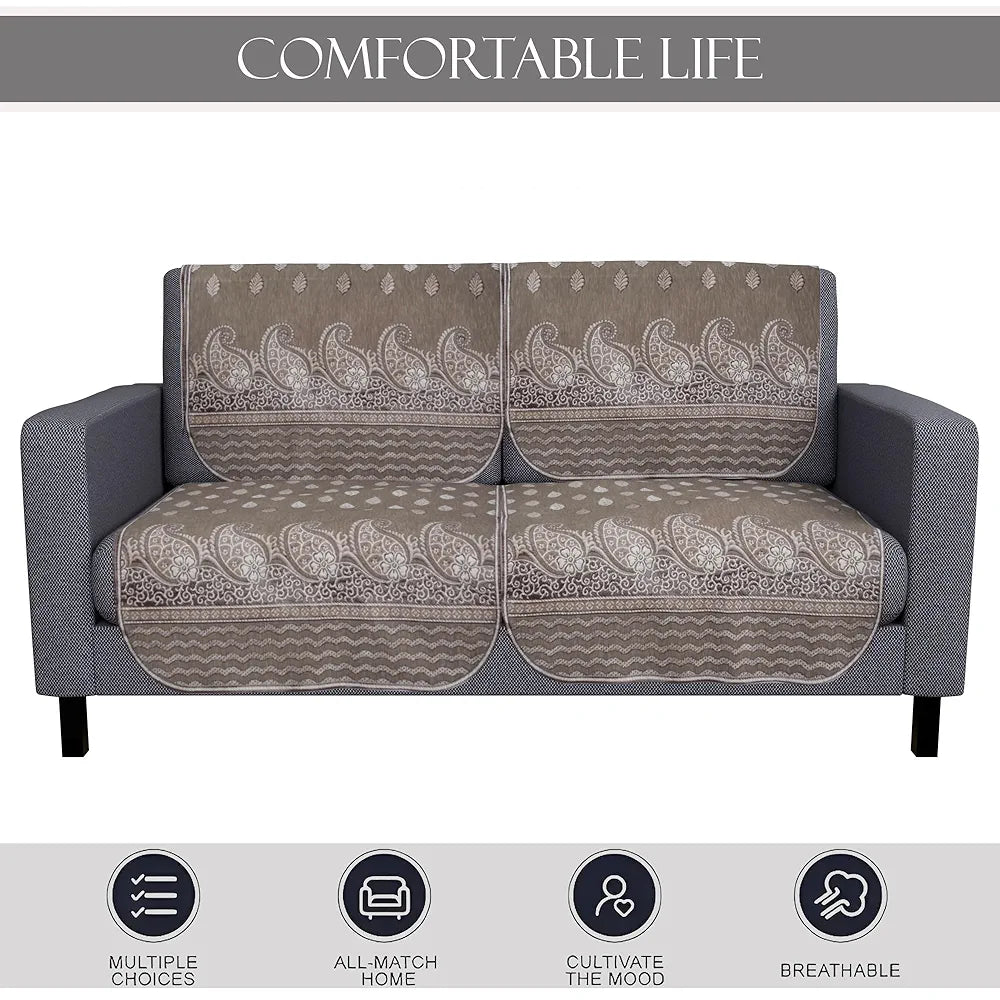 Kuber Industries Set of 6 Durable 2+1 Seater Sofa Covers for Living Room | Easy Machine Washable Sofe ke cover for Protection & Comfort for Home | Carry Vento - Mousse
