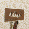 Ecraftindia Brown Birds Sitting on Branches Theme Wooden Key Holder With 7 Hooks