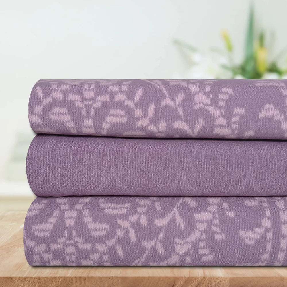 Cloth Fusion Glace Cotton Elastic 186tc Printed Fitted Bedsheet for Double Bed King Size with 2 Pillow Covers, Soft Wrinkle Free Elastic Bedsheets for King Size Bed 