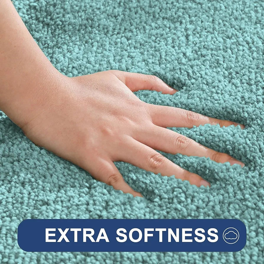 LUXE HOME INTERNATIONAL Microfibre Luxe Home Bath Mat Anti Skid Slip Bathroom Floor Door Rectangular Mats For Home,Kitchen 45x75 cm,Aqua