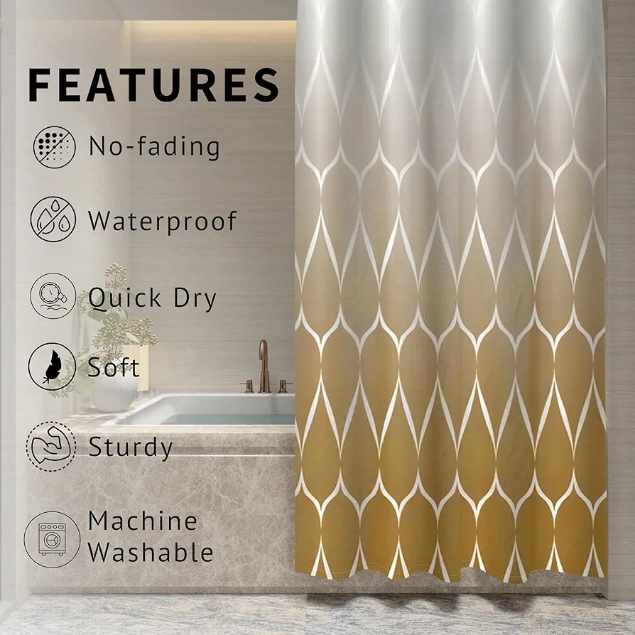HOMETHREADS Printed Blackout Embrace Luxury with Our 6-Feet Long Premium Polyester Shower Curtain with 12 Hooks for a Lavish Bathroom, Machine Washable 