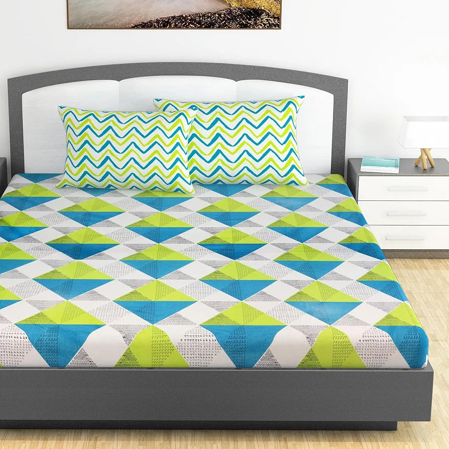 Divine Casa 144 TC 100% Cotton Bedsheet King Size Bed, King Size Bedsheet with 2 Pillow Covers 
