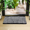 Kuber Industries Door Mat White Cut Loop Doormat Microfiber Entrance Mat Black Colour