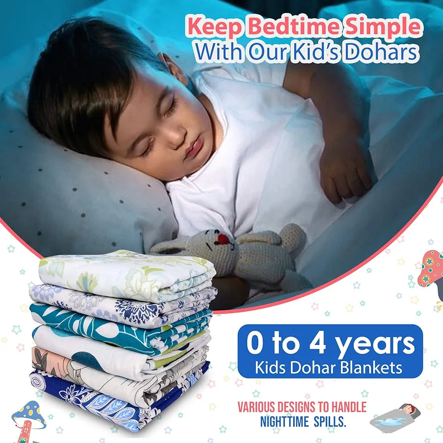 Divine Casa Pure Cotton Printed Single Dohar for Newborn Baby | 120 GSM | Soft & Lightweight Throw Blanket | Cozy & Breathable Bedding | All-Season Comfort | 0-4 Years | 135 x 100 CM, Rosin White