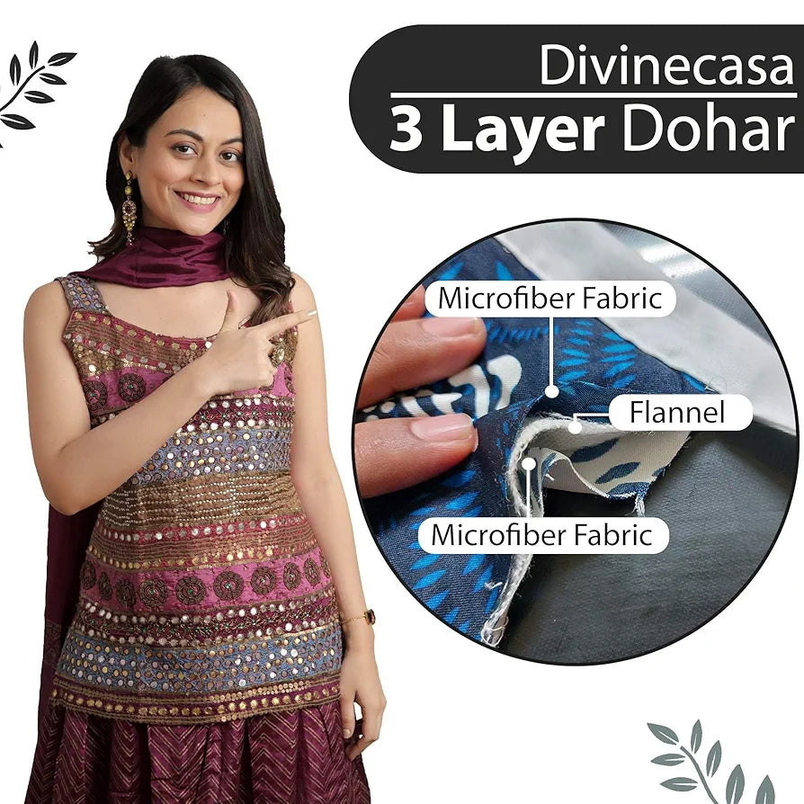 Divine Casa 120 GSM Microfiber Single Kids Dohar  | Soft & Lightweight Throw Blanket | Cozy & Breathable | All-Season Comfort | 140 x 100 CM | Moroccan Pattern | Caviar