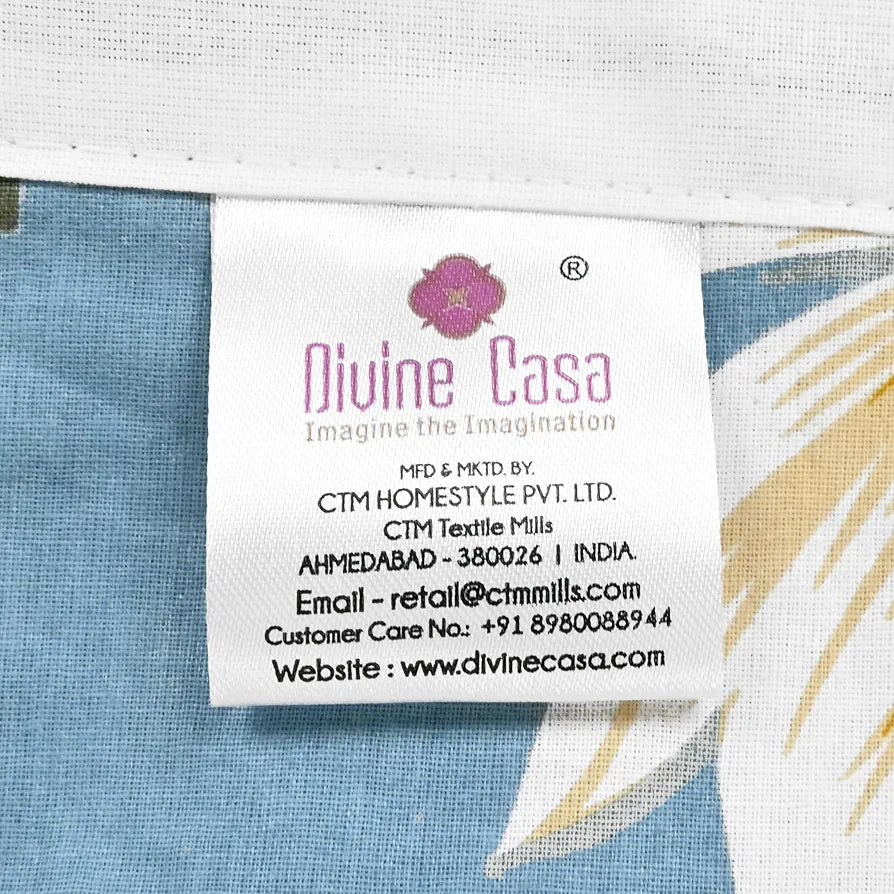 Divine Casa 100% Cotton Single Bed Dohar | Lightweight & Soft AC Blanket | Cozy & Reversible Summer Quilt | 210 x 140 CM, Blossom Haven Sky Blue