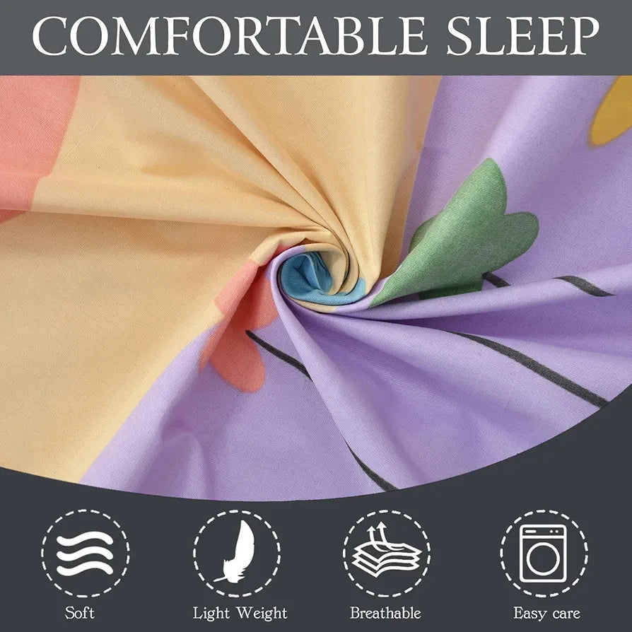 FRESH FROM LOOM Wrinkle Free Glace Animal Print Cotton Bedsheet For Kids With Two Pillow Cover , Multicolor, 144 Tc