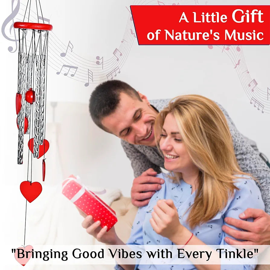 ZAICUS Red Heart Wind Chime - Heart-Shaped Hanging Décor - Wind Chime for Home - Home Decor Items for Valentine’s Day & Special Moments